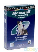 Mansonil All Worm Dog Tasty Bone Voor De Hond 3 X 6 Tabletten