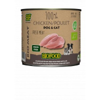 Bf Petfood Biofood Organic 100% Kippenvlees Natvoer Hond & Kat (blik 200g) 12 X 200 G
