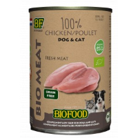 Bf Petfood Biofood Organic 100% Kippenvlees Natvoer Hond & Kat (blik 400 G) 12 X 400 G