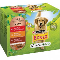 Bonzo Vitafit Adult Maaltijdzakjes Met Rund, Kip, Lam En Groenten In Saus Hondenvoer 4 X (12 X 100 G)