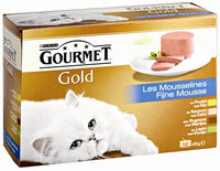 Gourmet Gold 12 Pack Mousse + Fijne Hapjes In Saus Kattenvoer 96 X 85 G