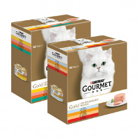 Gourmet Gold Mousse Met Kip/zalm/niertjes/konijn Kattenvoer 8 Pack 96 X 85 G