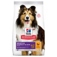 Hill's Adult Sensitive Stomach & Skin Medium Met Kip Hondenvoer 14 Kg