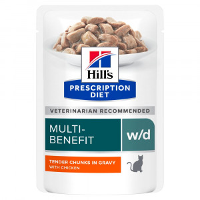 Hill's Prescription Diet W/d Multi Benefit Natvoer Kat Met Kip Maaltijdzakje 12 X 85 G