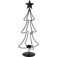 Homestyle Theelichthouder Kerstboom   Decoratie   21x21x55 Cm Zwart