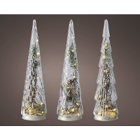 Lumineo Glas Boom Figuur   Decoratie   35 Cm Zilver Assorti