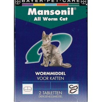 Mansonil All Worm Large Cat Voor De Kat 3 X 2 Tabletten