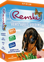 Renske Vers Gestoomd Puppy/junior Kip En Lam Natvoer Hond (395 G) 1 Tray (10 X 395 G)