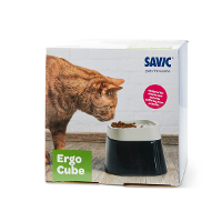 Savic Ergo Cube Food   Kattenvoerbak   21x22x17.5 Cm Zwart Wit