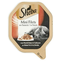 Sheba Mini Filets Met Rund En Kalkoen In Saus Natvoer Kat (kuipjes 85 G) Per 44 (44 X 85 G)