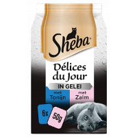 Sheba Délices Du Jour Met Tonijn/zalm In Gelei Kattenvoer (6 X 50 G) 1 Verpakking