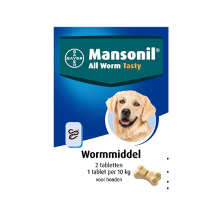 Mansonil All Worm Dog Tasty Small/medium   Anti Wormenmiddel   2 Tab Vanaf 2.5 Kg. 1 Tab Per 10 Kg